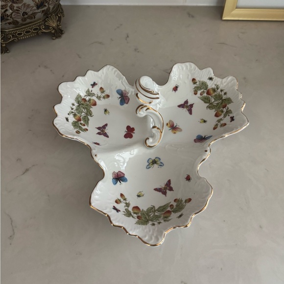 Ardalt Lenwile Divided Serving Dish Butterflies Gold Trim Japan